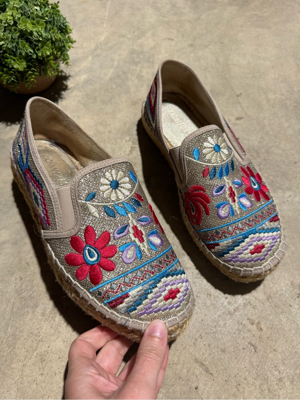 Johnny Was Nepentha Embroidered Espadrilles Shoes  Size 9 Floral Boho Festival